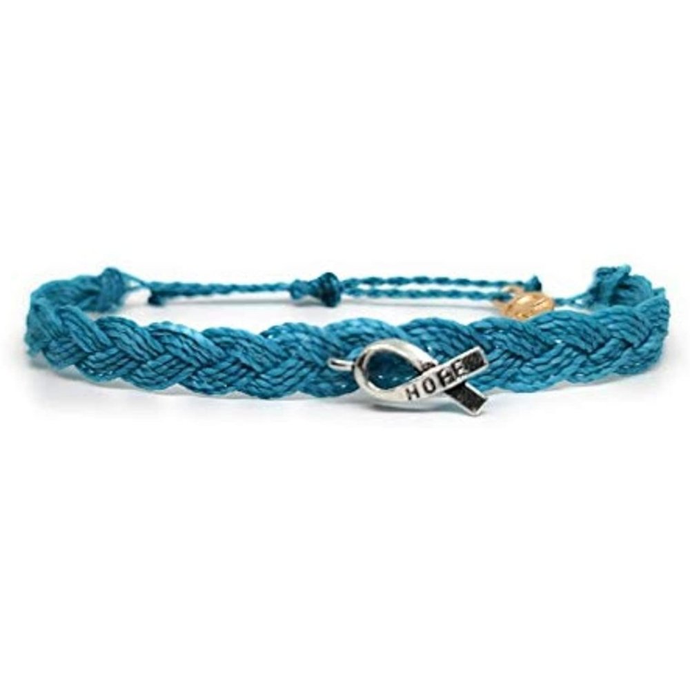 Ovarian Cancer Awareness Bracelet with Hope Ribbon Charm